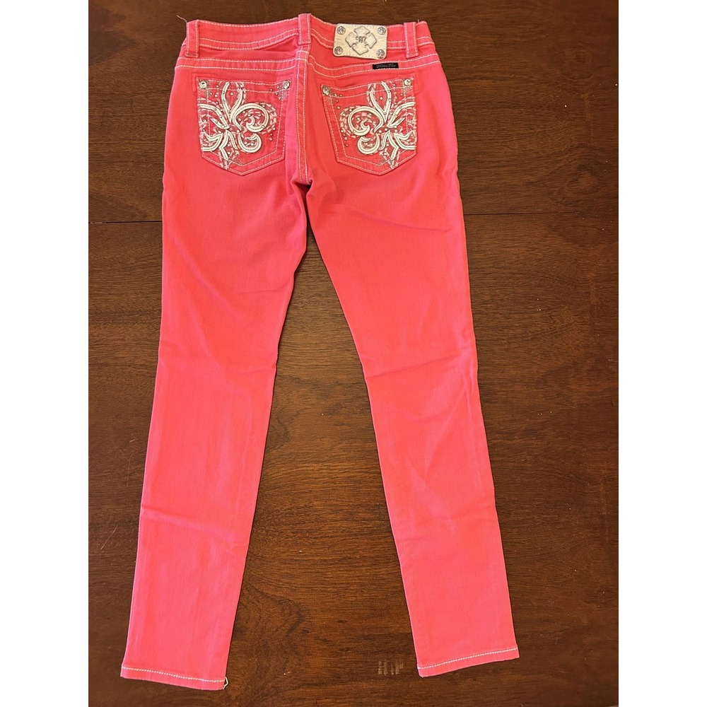 Miss Me Jeans Womens 29 Pink Skinny Stretch Denim Rhinestone Pocket JP5769S4 - Picture 9 of 12